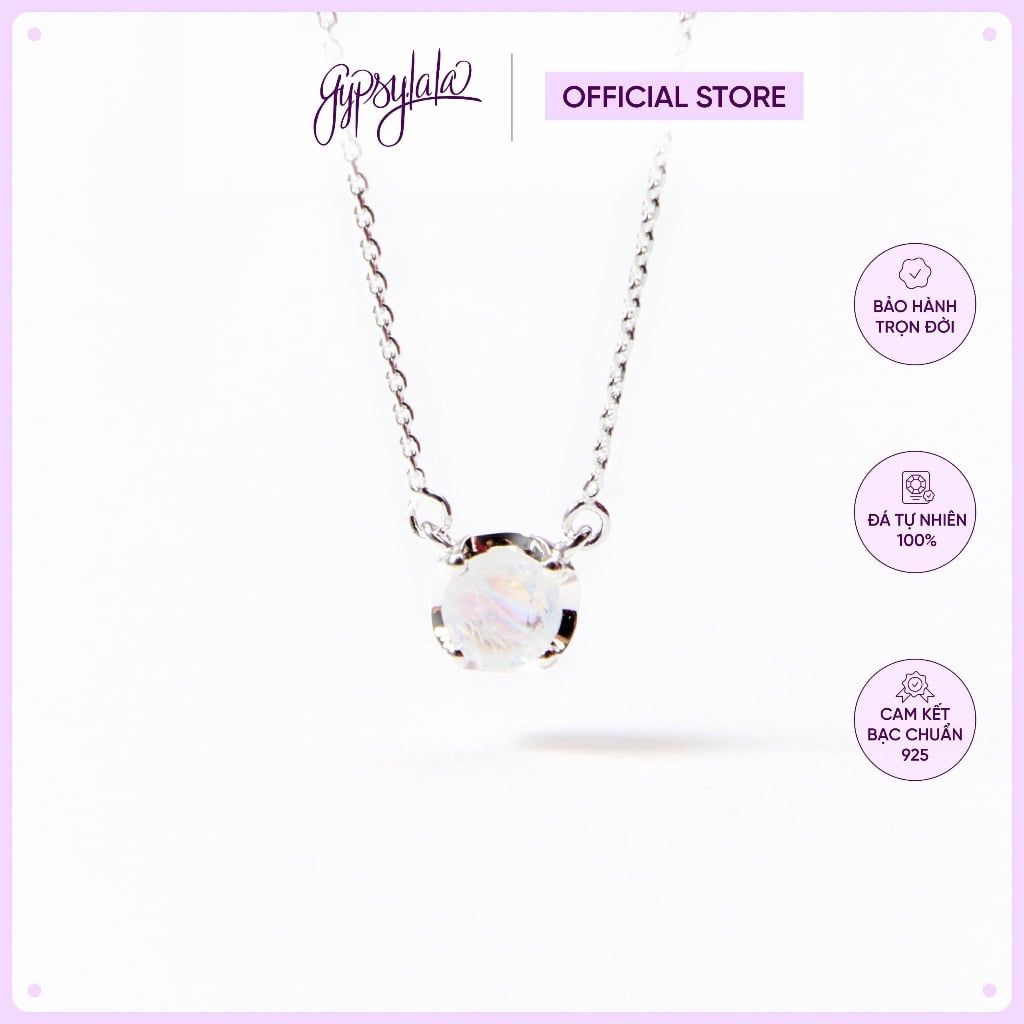  Dây Chuyền Bạc Cao Cấp SETF14 Đá Ánh Trăng GYPSYLALA - Thiết Kế Tối Giản – Nữ Tính - Không Kị Mệnh – Năng Lượng Dịu Êm 