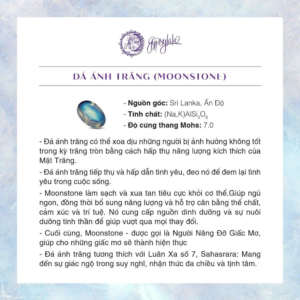  Dây Chuyền Bạc Cao Cấp SETF14 Đá Ánh Trăng GYPSYLALA - Thiết Kế Tối Giản – Nữ Tính - Không Kị Mệnh – Năng Lượng Dịu Êm 
