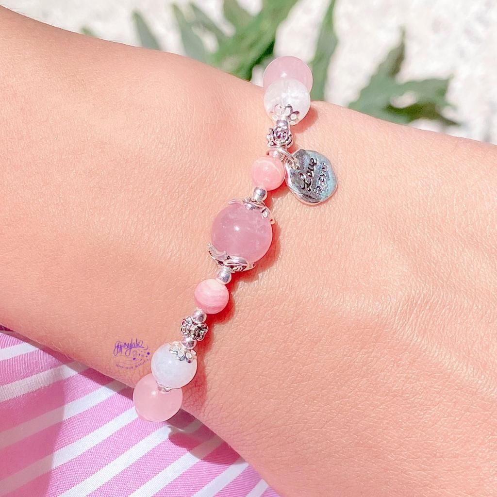  Vòng Tay Gypsy.lala Thạch Anh Hồng - Vòng Thiết Kế Đá Thiên Nhiên - Đá Phong Thuỷ Tình Duyên 