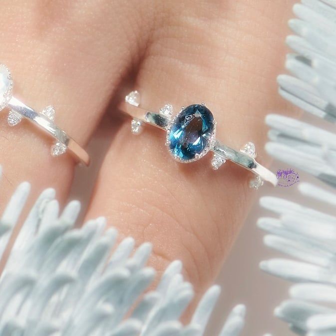  Nhẫn Bạc F432 Ánh Trăng/ Topaz/ Thạch Anh Vàng/ Thạch Anh Xanh Gypsy.lala 