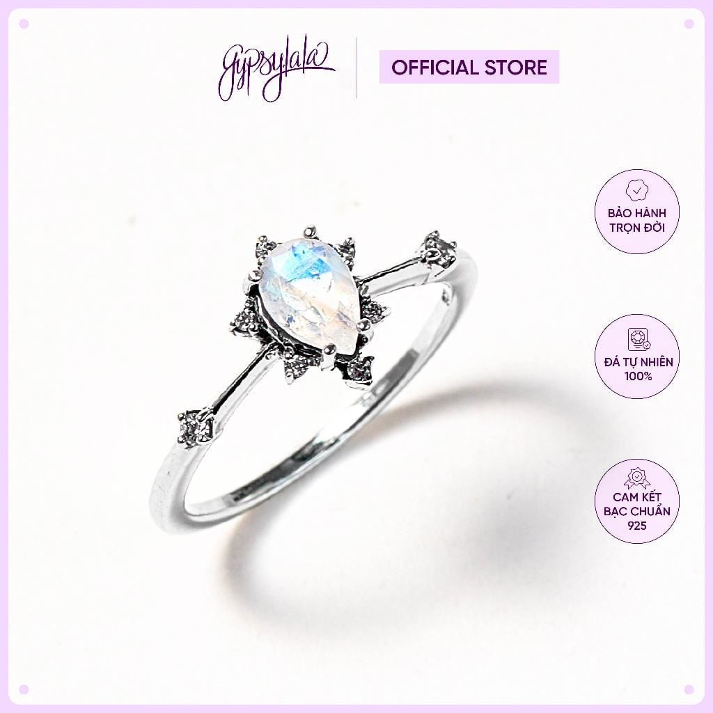  Nhẫn Bạc F431 Topaz/ Ánh Trăng/ Thạch Anh Xanh Gypsy.lala 