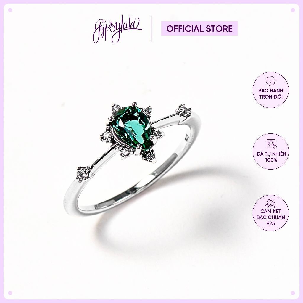  Nhẫn Bạc F431 Topaz/ Ánh Trăng/ Thạch Anh Xanh Gypsy.lala 