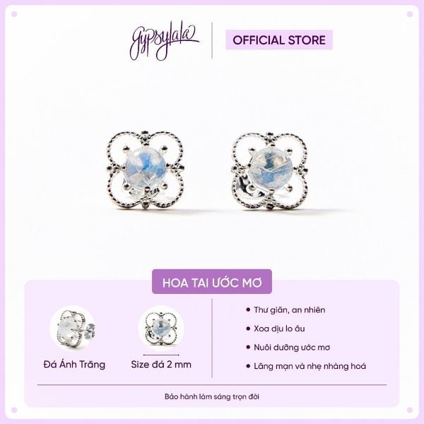  Bông Tai Bạc 4 Leaf Cỏ 4 Lá Ánh Trăng SP007023 Gypsy.lala 