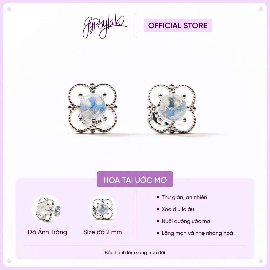  Bông Tai Bạc 4 Leaf Cỏ 4 Lá Ánh Trăng SP007023 Gypsy.lala 