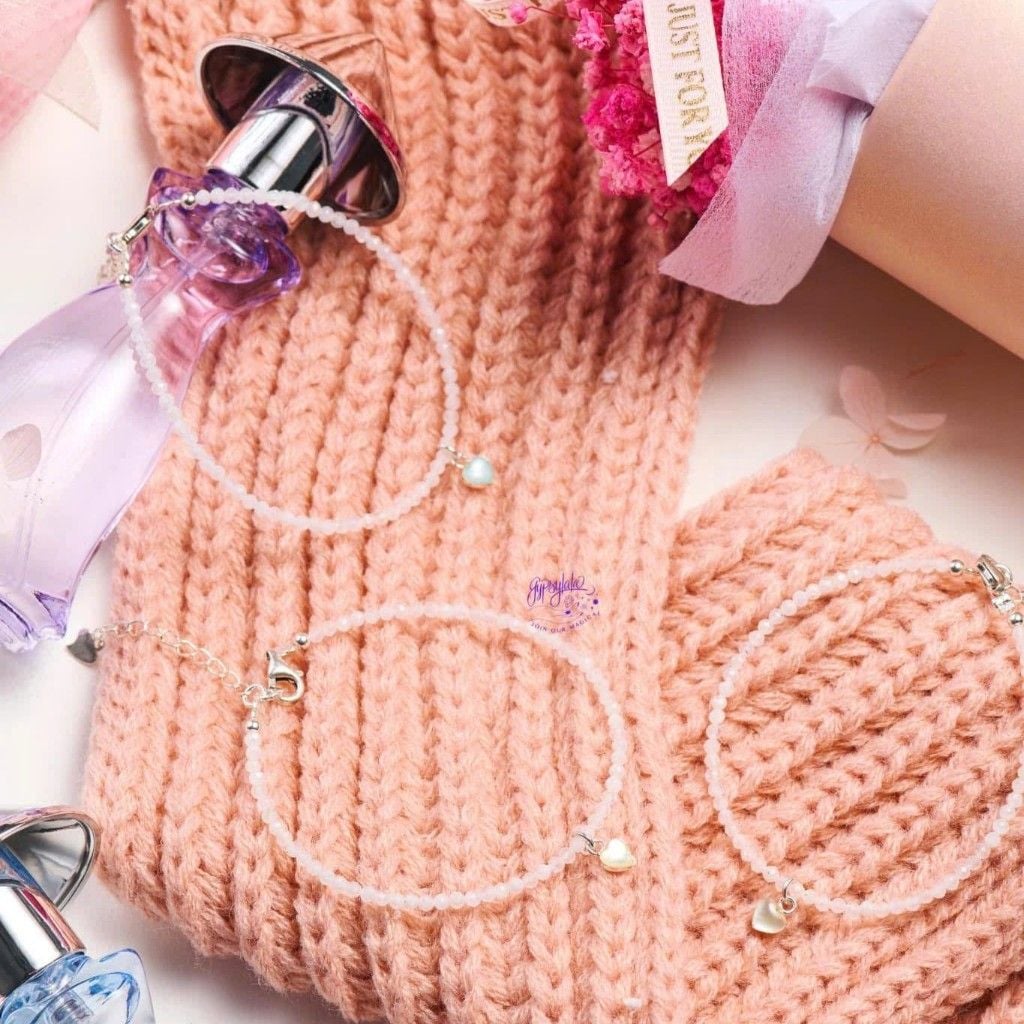  Lắc Tay Đá Ánh Trăng Nhuyễn Charm Trái Tim Bạc 925 SP006896 Gypysy.lala 