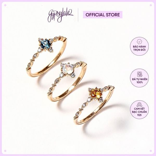  Nhẫn Bạc Infinity Moonstone/ Citrine/ Topaz Gold Gypsy.lala 