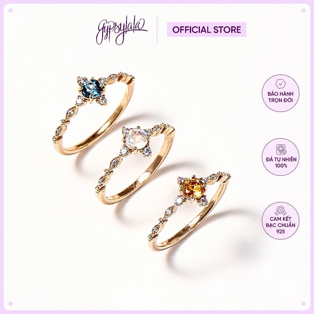  Nhẫn Bạc Infinity Moonstone/ Citrine/ Topaz Gold Gypsy.lala 
