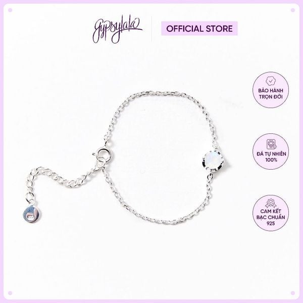  Vòng Tay Bạc Cao Cấp SETF14 Đá Ánh Trăng GYPSYLALA - Thiết Kế Tối Giản – Nữ Tính - Không Kị Mệnh – Năng Lượng Dịu Êm 