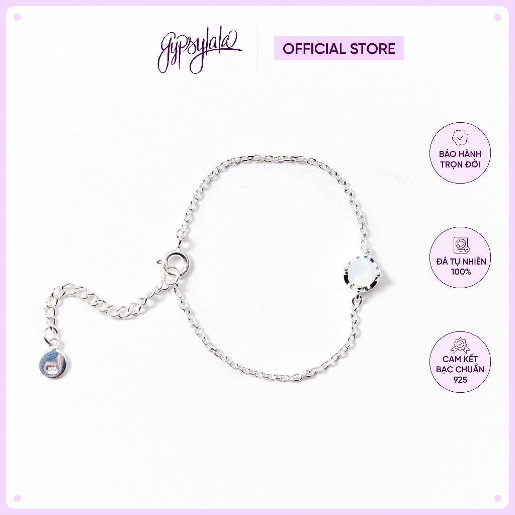  Vòng Tay Bạc Cao Cấp SETF14 Đá Ánh Trăng GYPSYLALA - Thiết Kế Tối Giản – Nữ Tính - Không Kị Mệnh – Năng Lượng Dịu Êm 