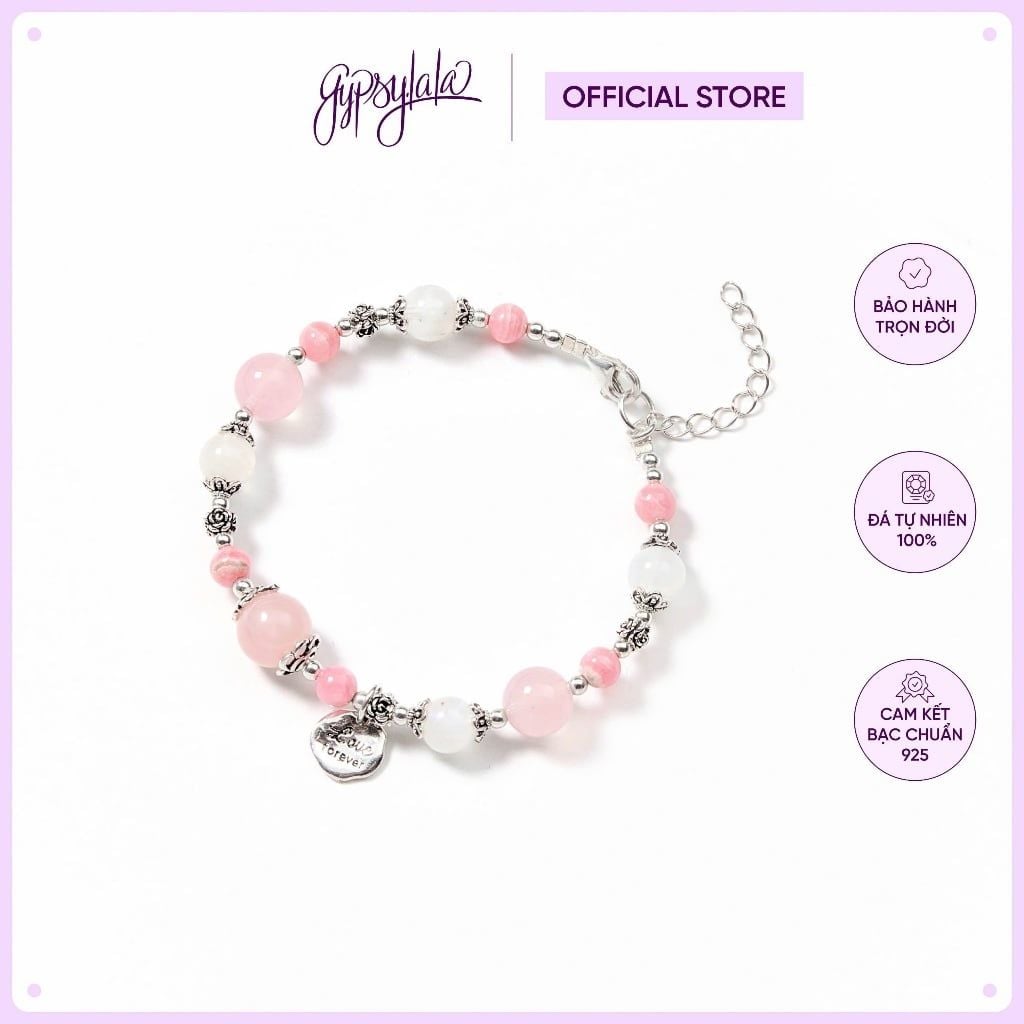  Vòng Tay Gypsy.lala Thạch Anh Hồng - Vòng Thiết Kế Đá Thiên Nhiên - Đá Phong Thuỷ Tình Duyên 