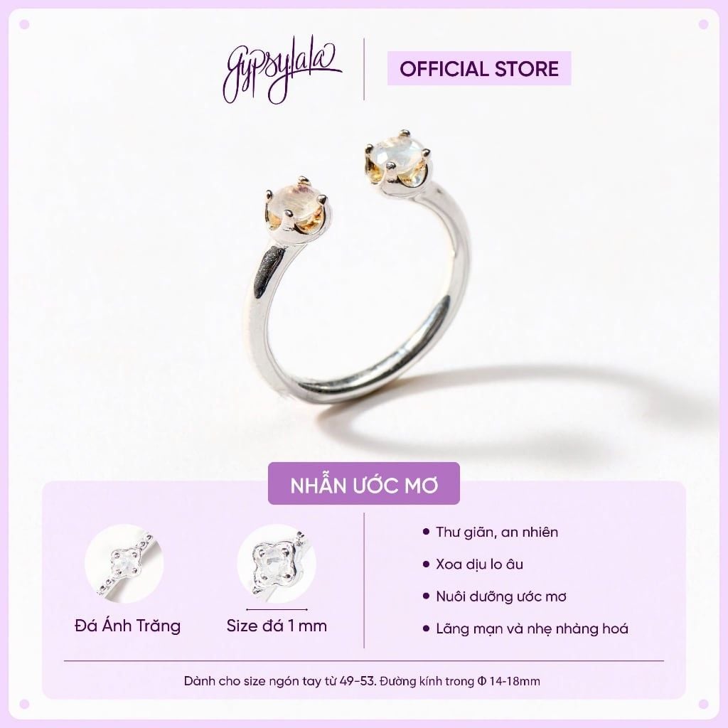  Dây Chuyền Bạc Cao Cấp SETF14 Đá Ánh Trăng GYPSYLALA - Thiết Kế Tối Giản – Nữ Tính - Không Kị Mệnh – Năng Lượng Dịu Êm 