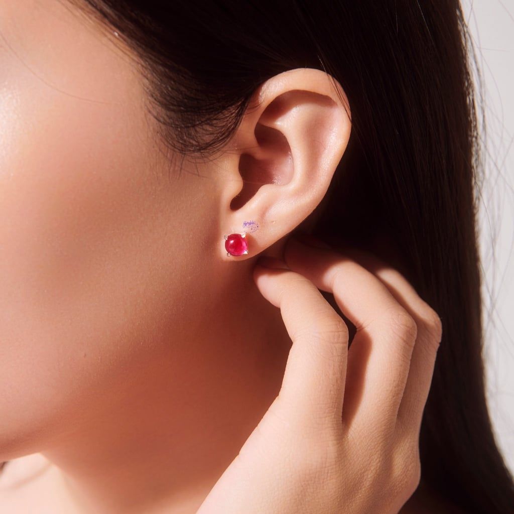  Bông Tai Simple Đá Ruby Thiên Nhiên Bạc 925 SP005748 Gypsy.lala 