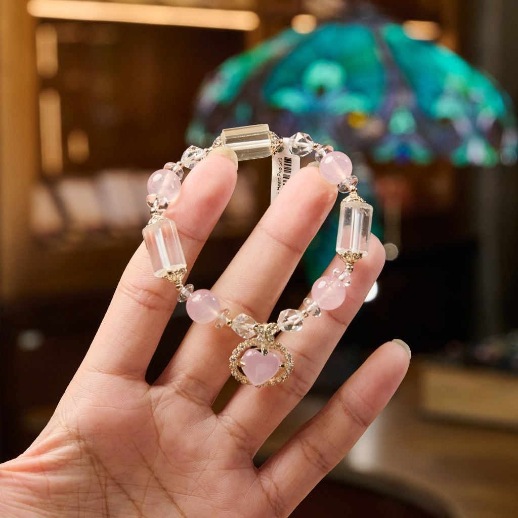  Vòng Tay Thạch Anh Hồng Mix Thạch Anh Trắng Gypsy.lala 