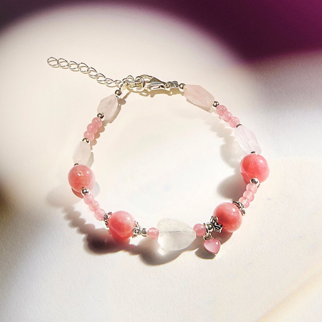  Vòng Tay Thiết Kế Đá Đào Hoa Rhodochrosite 