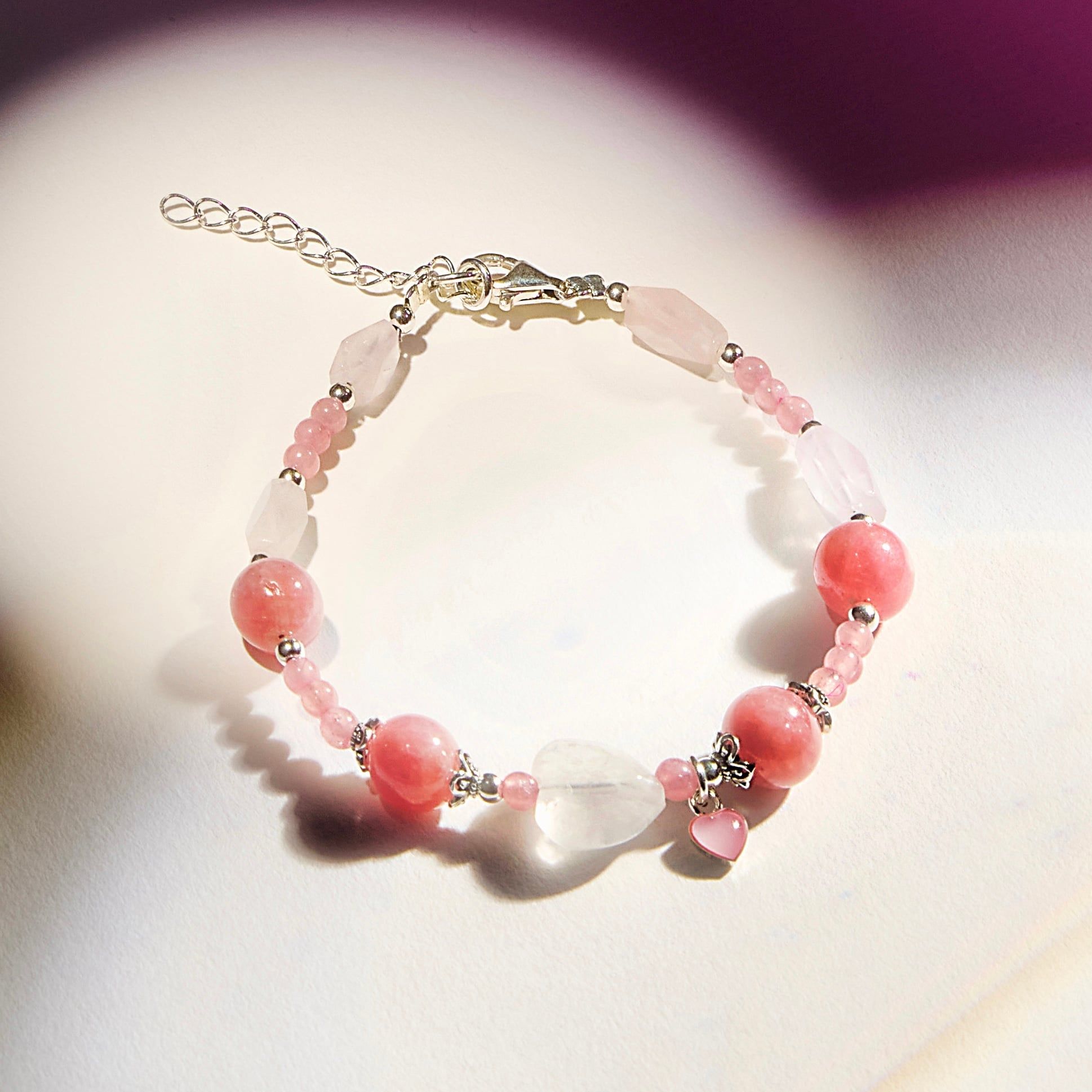  Vòng Tay Thiết Kế Đá Đào Hoa Rhodochrosite 
