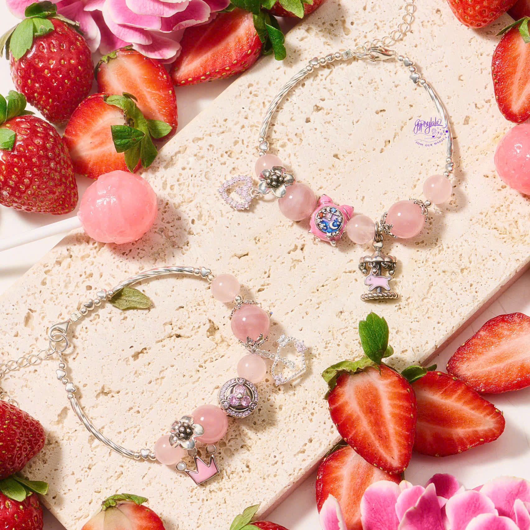  Vòng Tay Thiết Kế Nữ Summer Crush Đá Thạch Anh Hồng SP008242 Gypsy.lala 