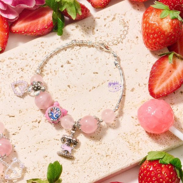  Vòng Tay Thiết Kế Nữ Sun Kissed Đá Thạch Anh Hồng SP008241 Gypsy.lala 