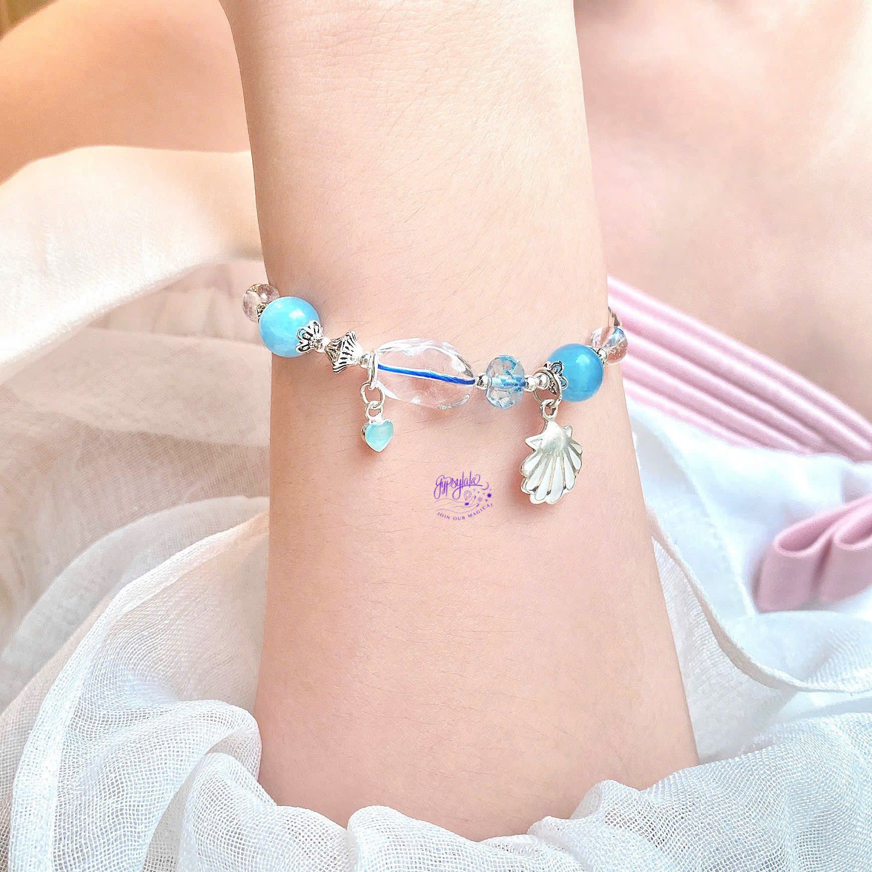  Vòng Tay Black Friday 025 Đá Aquamarine Charm Ngẫu Nhiên SP008366 Gypsy.lala 