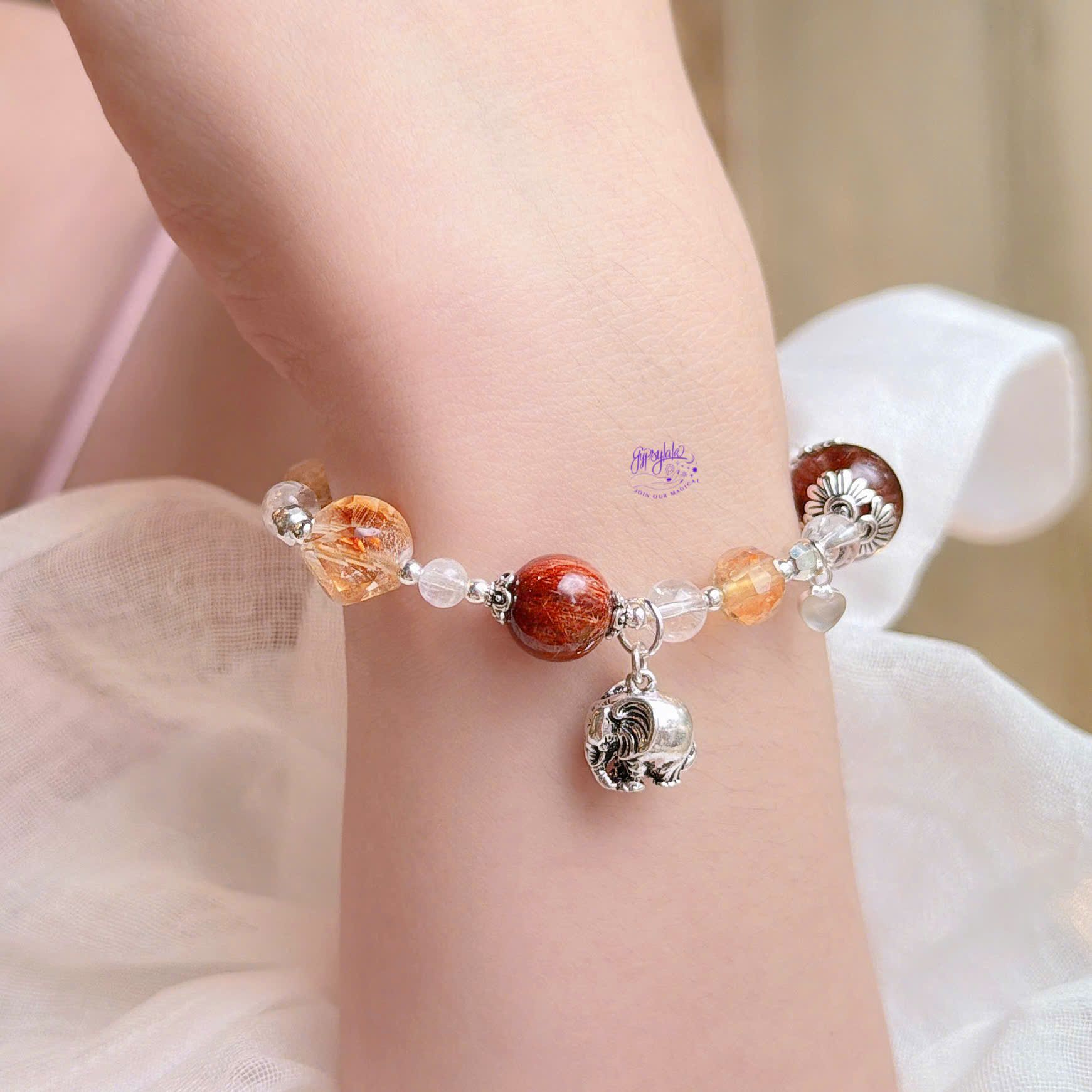  Vòng Tay Black Friday 020 Đá Tóc Nâu Đỏ Charm Ngẫu Nhiên SP008361 Gypsy.lala 