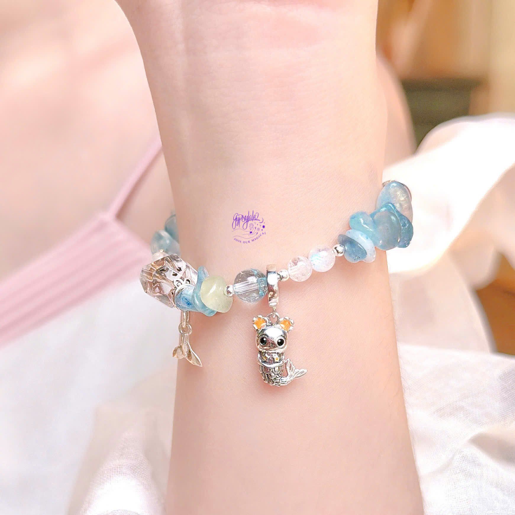  Vòng Tay Black Friday 023 Đá Aquamarine Charm Ngẫu Nhiên SP008364 Gypsy.lala 