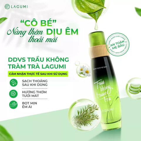 Dung Dịch Vệ Sinh Phụ Nữ Lagumi Trầu Không Tràm Trà Giảm Ngứa Khí Hư An Toàn Cho Cả Mẹ Bầu chai 100ml