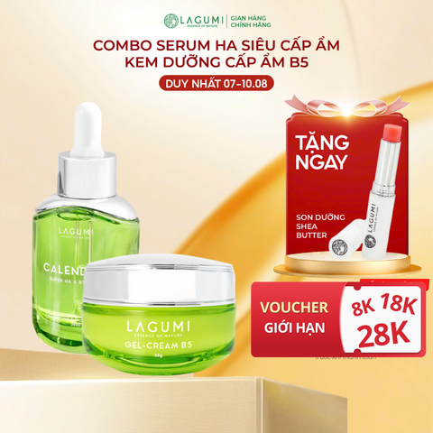 Bộ Kem dưỡng ẩm & làm sáng cho mẹ bầu, sau sinh LAGUMI Calendula B5 30gr và Serum LAGUMI Super HA 30ml