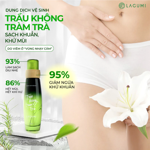 Dung Dịch Vệ Sinh Phụ Nữ Lagumi Chiết Xuất Thiên Nhiên Trầu Không Tràm Trà 100ml, Hỗ Trợ Giảm Viêm Phụ Khoa