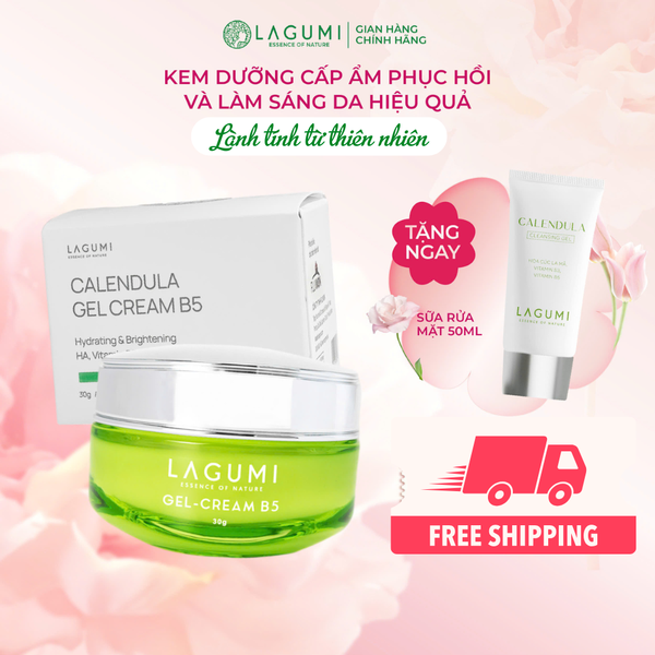 Combo Cấp ẩm và bảo vệ da 2 món Kem dưỡng B5 và Kem chống nắng nhụy hoa nghệ tây Lagumi