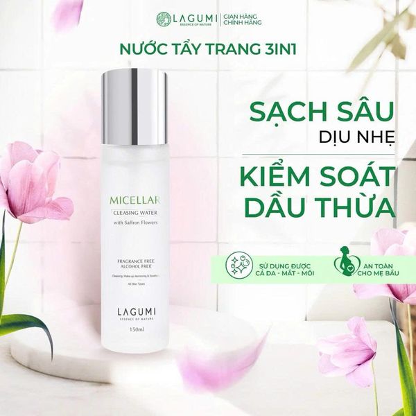 Nước tẩy trang nhụy hoa nghệ tây Lagumi Micellar Cleansing Water 150ml