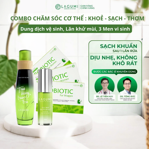 COMBO CHĂM SÓC CƠ THỂ TOÀN DIỆN ( 1 DDVS + 1 lăn khử mùi + 3 men vi sinh )