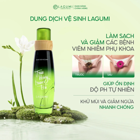 Dung Dịch Vệ Sinh Phụ Nữ Lagumi Trầu Không Tràm Trà Giảm Ngứa Khí Hư An Toàn Cho Cả Mẹ Bầu chai 100ml