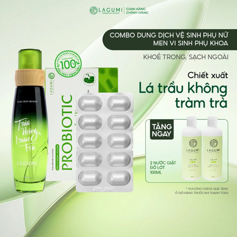 Bộ Dung Dịch Vệ Sinh Trầu không & Men Vi Sinh Phụ Khoa LAGUMI - Giải Pháp Chăm Sóc “Cô Bé” Sạch Thoáng, Cải Thiện Nấm Ngứa