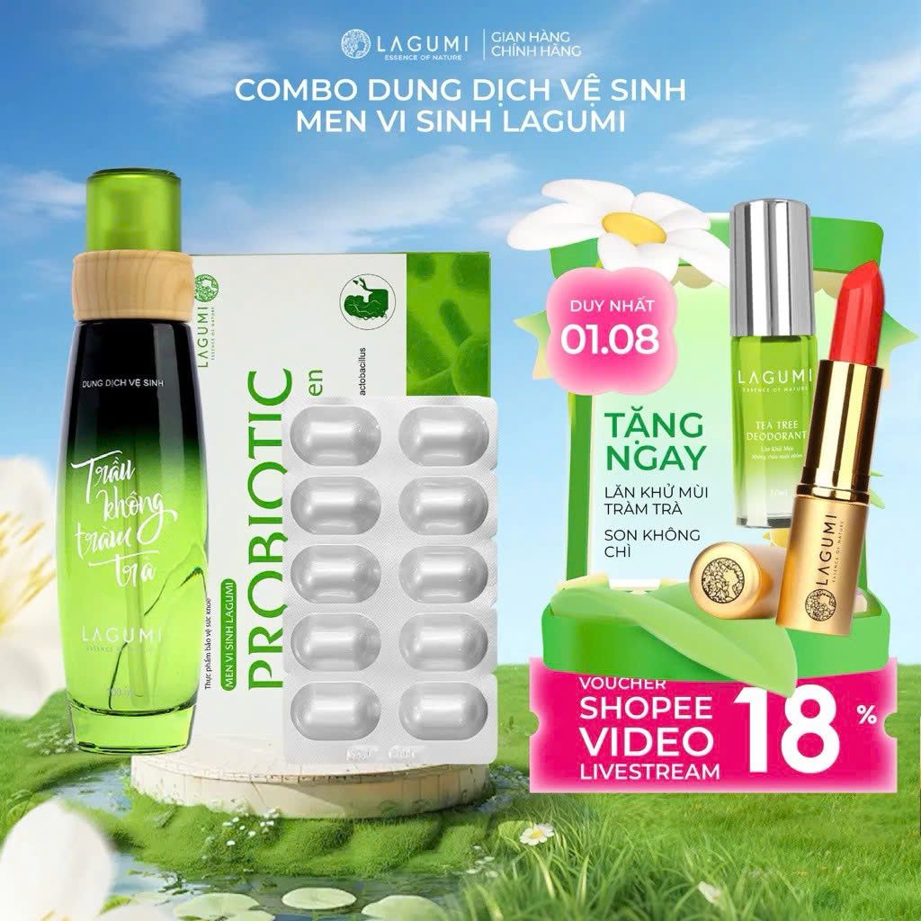  Bộ Dung Dịch Vệ Sinh Nữ Và Men Vi Sinh Phụ Khoa Lagumi Giúp Giảm Viêm Nấm Ngứa 
