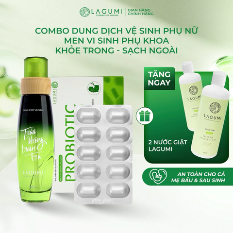 Bộ Dung Dịch Vệ Sinh Nữ Và Men Vi Sinh Phụ Khoa Lagumi Giúp Giảm Vi.êm Nấm Ngứa