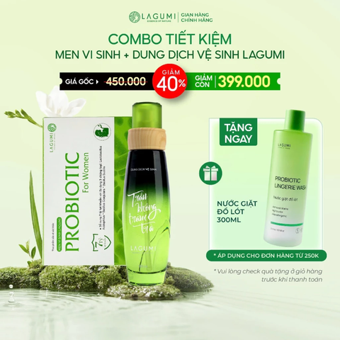 Bộ Dung Dịch Vệ Sinh Trầu không & Men Vi Sinh Phụ Khoa LAGUMI - Giải Pháp Chăm Sóc “Cô Bé” Sạch Thoáng, Cải Thiện Nấm Ngứa