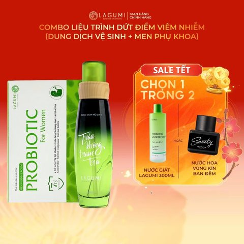 Bộ Dung Dịch Vệ Sinh Nữ Và Men Vi Sinh Phụ Khoa Lagumi Giúp Giảm Vi.êm Nấm Ngứa