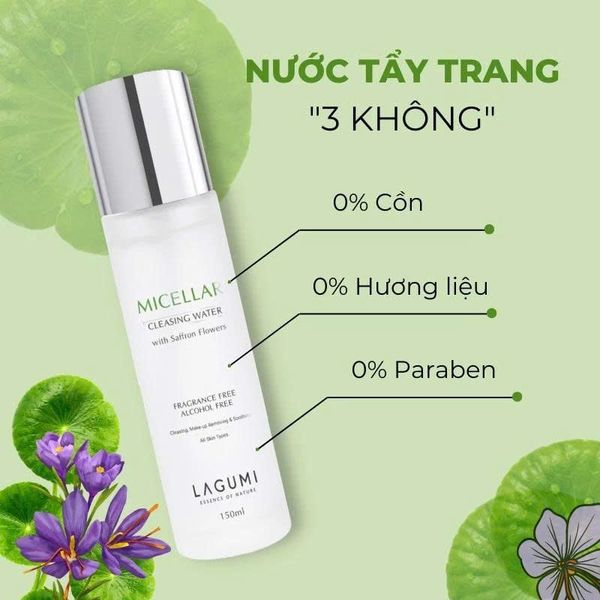 Nước tẩy trang nhụy hoa nghệ tây Lagumi Micellar Cleansing Water 150ml