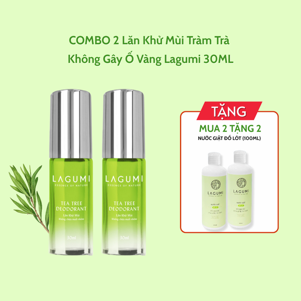 Lăn khử mùi tràm trà Lagumi không muối nhôm công nghệ ngăn mùi Nhật Bản khô thoáng đến 24h dung tích 30ml