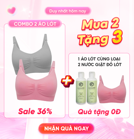 Combo 2 áo lót Mer không gọng của Lynafa chống chảy xệ cho mẹ bầu và sau sinh (màu ngẫu nhiên)