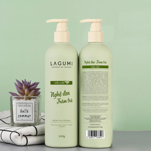 Dầu gội thảo dược không Sillicon chiết xuất Nghệ đen - Tràm trà Lagumi 340g