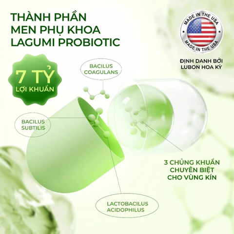 Men vi sinh phụ nữ LAGUMI PROBIOTIC bổ sung 7 tỷ lợi khuẩn, cân bằng pH và hệ khuẩn