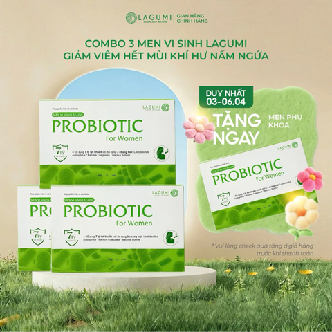 Liệu trình 1 tháng - Combo 3 Hộp Viên Uống Men Vi Sinh Phụ Khoa LAGUMI hỗ trợ Giảm Ngứa Khí Hư, An Toàn Cho Cả Mẹ Bầu