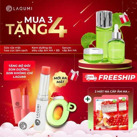 Bộ Kem dưỡng ẩm & làm sáng LAGUMI 3 món gồm Sữa rửa mặt + Kem dưỡng+Serum An toàn cho cả mẹ bầu & sau sinh
