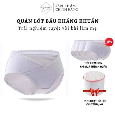 Set 5 Quần lót bầu Vic của Lynafa cạp chéo kháng khuẩn 3 lớp carbon hoạt tính (Màu ngẫu nhiên)