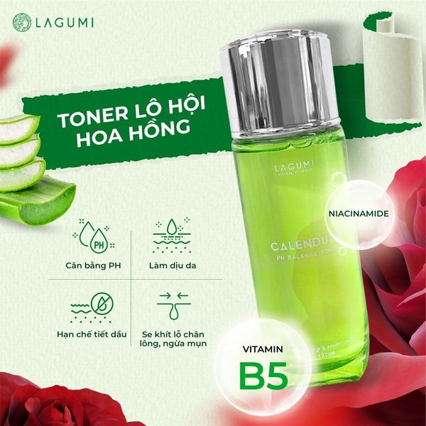 Nước hoa hồng làm dịu và cân bằng pH Lagumi Calendula pH Balance Toner 120ml