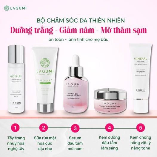 Bộ chăm sóc da Thiên Nhiên - Dưỡng Trắng- Giảm Nám- Mờ Thâm Sạm - An toàn lành tính cho mẹ bầu