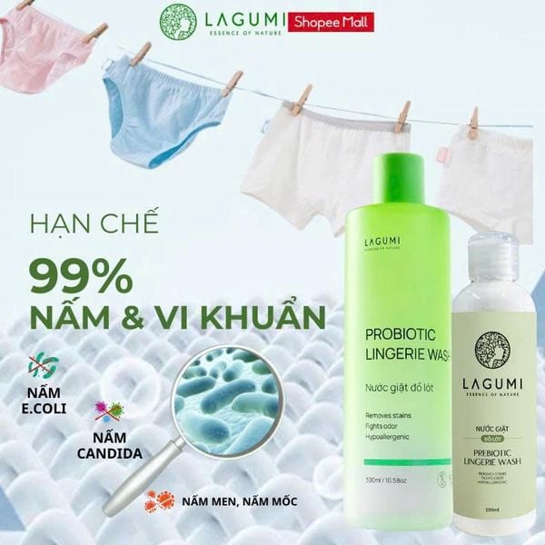 Nước Giặt Đồ Lót Sinh Học Lagumi Loại Bỏ Sạch Vết Ố, Vi Khuẩn, Dịu Nhẹ Lành Tính An Toàn Cho Da