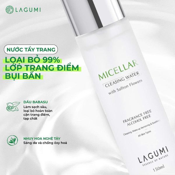 Nước tẩy trang nhụy hoa nghệ tây Lagumi Micellar Cleansing Water 150ml