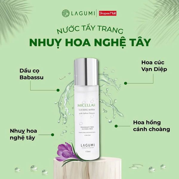 Nước tẩy trang nhụy hoa nghệ tây Lagumi Micellar Cleansing Water 150ml