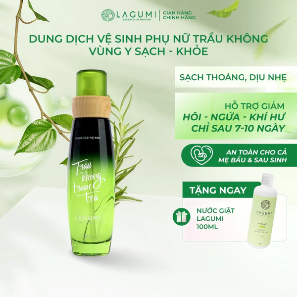 Dung Dịch Vệ Sinh Phụ Nữ Lagumi Trầu Không Tràm Trà Giảm Ngứa Khí Hư An Toàn Cho Cả Mẹ Bầu chai 100ml